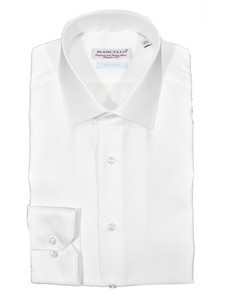 White Fine Piquet Textured Men's Dress Shirt | Marcello Dress Shirts Collection | Sam's Tailoring Fine Men's Clothing