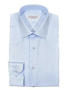 Blue Fine Piquet Textured Men's Dress Shirt | Marcello Dress Shirts Collection | Sam's Tailoring Fine Men's Clothing