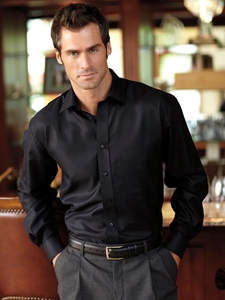 Black Piquet Textured Non Iron Dress Shirt | Marcello Dress Shirts Collection | Sam's Tailoring Fine Men's Clothing