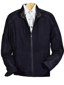 Navy Apre Genuine Suede Bomber Jacket | Marcello Sport Outerwear Collection | Sam's Tailoring Fine Men's Clothing