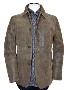 Brown Double Collar Marlon Suede Car Coat | Marcello Sport Outerwear Collection | Sam's Tailoring Fine Men's Clothing