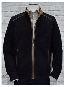 Black Vanderbilt Exclusive Suede Men's Jacket | Marcello Sport Outerwear Collection | Sam's Tailoring Fine Men's Clothing