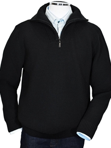 Black Nitgrid New Fisherman Mock Sweater | Marcello Sport Sweaters Collection | Sam's Tailoring Fine Men's Clothing