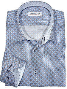 Blue Roll Collar Sartorial Perfection Shirt | Marcello Sport Shirts Collection | Sam's Tailoring Fine Men's Clothing