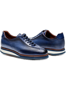 Deep Blue Calf Leather Men's Carrera Sneaker | Jose Real Lace Up Shoes Collection | Sam's Tailoring Fine Men's Clothing