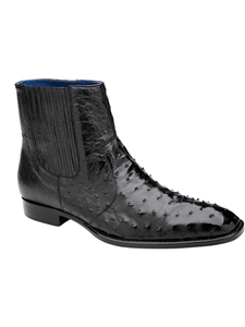 Black Roger Ostrich Quill Chelsea Men's Boot | Belvedere Boots Collection | Sam's Tailoring Fine Men's Clothing