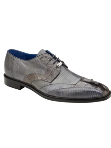Gray Genuine Caiman Crocodile & Lizard Valter Shoe | Belvedere Dress Shoes Collection | Sam's Tailoring Fine Men's Clothing