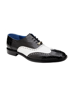 Black/White Genuine American Alligator Varo Shoe | Belvedere Dress Shoes Collection | Sam's Tailoring Fine Men's Clothing