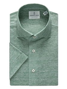 Green Two Tone Luxe Stretch Jersey Polo Shirt | Emanuel Berg Shirts | Sam's Tailoring Fine Men Clothing