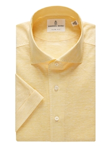 Yellow Two Tone Luxe Stretch Jersey Polo Shirt | Emanuel Berg Shirts | Sam's Tailoring Fine Men Clothing