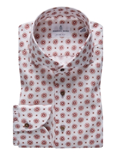 Beige, Red & Brown Floral Textured Crinkle Hybrid Shirt | Emanuel Berg Shirts | Sam's Tailoring Fine Men Clothing