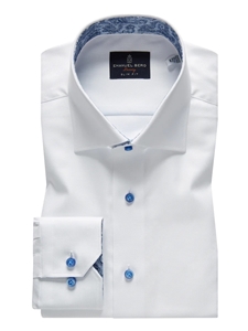 White Plain Oxford Luxury Men's Sport Shirt | Emanuel Berg Shirts | Sam's Tailoring Fine Men Clothing