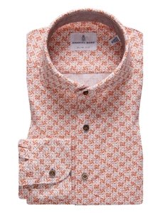 Orange Geometric Premium Jersey Knit Shirt | Emanuel Berg Shirts | Sam's Tailoring Fine Men Clothing