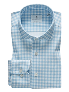 White & Blue Check Modern 4Flex Stretch Knit Shirt | Emanuel Berg Shirts | Sam's Tailoring Fine Men Clothing