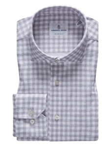 White & Grey Check Modern 4Flex Stretch Knit Shirt | Emanuel Berg Shirts | Sam's Tailoring Fine Men Clothing