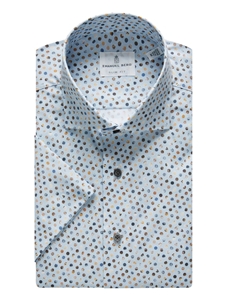 Multicolors Dots Poplin Stretch Short Sleeve Sport Shirt | Emanuel Berg Short Sleeve Shirts | Sam's Tailoring Fine Men Clothing