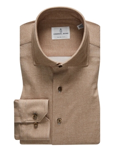Beige Solid Modern 4Flex Stretch Knit Men's Shirt | Emanuel Berg Shirts Collection | Sam's Tailoring Fine Men Clothing
