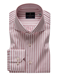White & Powder Pink Stripes Poplin Luxury Sport Shirt | Emanuel Berg Shirts Collection | Sam's Tailoring Fine Men Clothing
