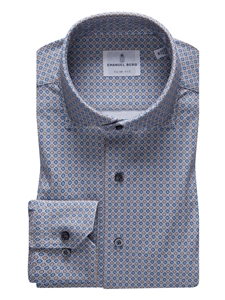 Blue & Beige Flowers Modern 4Flex Stretch Knit Shirt | Emanuel Berg Shirts  Collection | Sam\'s Tailoring Fine Men Clothing | T-Shirts
