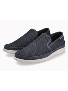 Navy Leather Lining Nubuk Leather Slip On Shoe | Mephisto Men's Shoes Collection  | Sam's Tailoring Fine Men Clothing