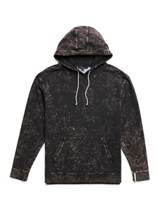 Black 2-Ply Terry Leece Acid-Washed Pullover Hoodie | Stone Rose Sweaters Collection | Sams Tailoring Fine Men Clothing