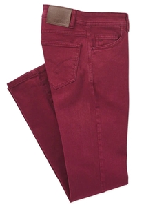 Burgundy Stretch Twill Straight Leg Denim | Jack Of Spades Jack Fit Jeans Collection | Sam's Tailoring Fine Mens Clothing
