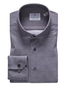 Grey Modern 4Flex Stretch Knit Men's Shirt | Emanuel Berg Shirts Collection | Sam's Tailoring Fine Men Clothing