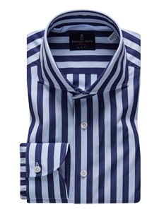Navy Extra Fine Poplin Premium Luxury Dress Shirt | Emanuel Berg Shirts Collection | Sam's Tailoring Fine Men Clothing
