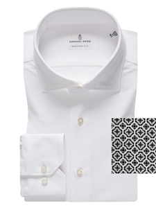 Black & White Stretch Knit Fine Men's Shirt | Emanuel Berg Shirts Collection | Sam's Tailoring Fine Men Clothing