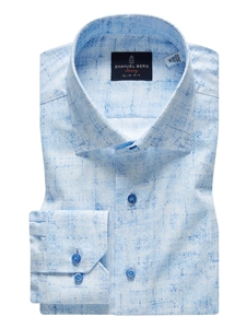 Blue Fine Dobby Men's Luxury Sport Shirt | Emanuel Berg Shirts Collection | Sam's Tailoring Fine Men Clothing