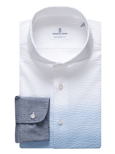 White, Blue & Navy Summer Textured Crinkle Hybrid Shirt | Emanuel Berg Shirts Collection | Sam's Tailoring Fine Men Clothing