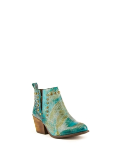 Turquoise Full Grain Leather Stella Women Bootie | Ferrini USA Women's Booties | Sam's Tailoring Fine Women Shoes