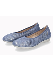 Denim Ballerinas Leather Fancy Print Women's Flat | Mephisto Women's Flats Shoe | Sams Tailoring