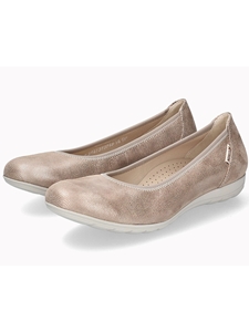 Taupe Leather Lining Metallic Print Women's Flat | Mephisto Women's Flats Shoe | Sams Tailoring