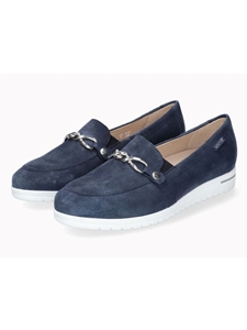 Jeans Blue Leather Velvet Rubber Sole Women Slip On | Mephisto Women Slip-Ons | Sam's Tailoring Fine Women's Shoes