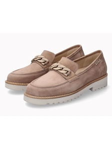 Light Taupe Leather Velvet Handcrafted Women Moccasin | Mephisto Women Slip-Ons | Sam's Tailoring Fine Women's Shoes