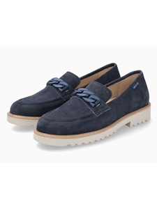 Jeans Blue Leather Velvet Handcrafted Women Moccasin | Mephisto Women Slip-Ons | Sam's Tailoring Fine Women's Shoes