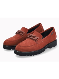 Rust Leather Velvet Handcrafted Women's Moccasin | Mephisto Women Slip-Ons | Sam's Tailoring Fine Women's Shoes