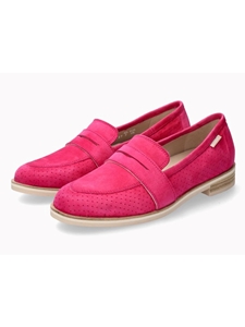 Fuchsia Leather Velvet With Heel Women's Loafer | Mephisto Women Slip-Ons | Sam's Tailoring Fine Women's Shoes