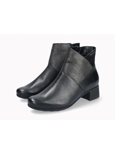 Black Smooth Leather With Heel Women Ankle Boot | Mephisto Women Boots | Sam's Tailoring Fine Women's Shoes