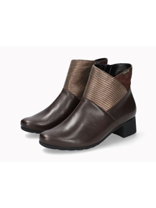Dark Brown Smooth Leather With Heel Ankle Boot | Mephisto Women Boots | Sam's Tailoring Fine Women's Shoes
