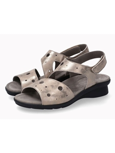 Dark Taupe Metallic Leather Sporty Women Sandal | Mephisto Women Sandals | Sam's Tailoring Fine Women's Shoes