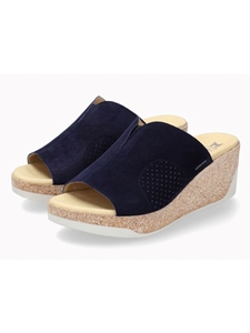 Indigo Leather Velvet Soft Air Women's Sandal | Mephisto Women Sandals | Sam's Tailoring Fine Women's Shoes