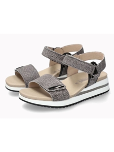 Grey Leather Fancy Printing Women's Sandal | Mephisto Women Sandals | Sam's Tailoring Fine Women's Shoes