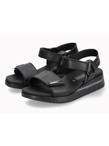 Black Leather Smooth Grainy Women's Sandal | Mephisto Women Sandals | Sam's Tailoring Fine Women's Shoes