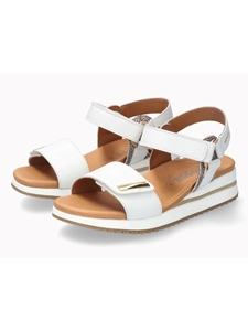 White Leather Crackle Effect Women's Sandal | Mephisto Women Sandals | Sam's Tailoring Fine Women's Shoes