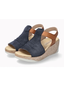 Jeans Blue Leather Velvet Midsole Women Sandal | Mephisto Women Sandals | Sam's Tailoring Fine Women's Shoes