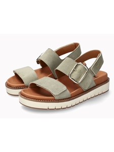 Light Khaki Leather Velvet Air Relax Women Sandal | Mephisto Women Sandals | Sam's Tailoring Fine Women's Shoes