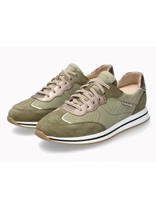 Light Khaki Leather Velvet Lightweight Women Sneaker | Mephisto Women Sneakers | Sams Tailoring Fine Women's Shoes