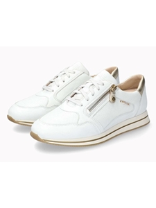 White Leather Crackle Effect Women's Sneaker | Mephisto Women Sneakers | Sams Tailoring Fine Women's Shoes